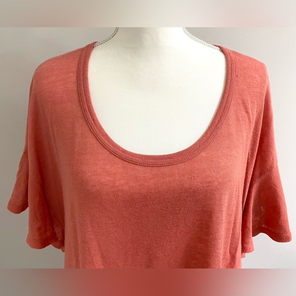 Old Navy Womens XL Orange Ruffle Top Boho Fall Eclectic Southwestern Festival - Picture 2 of 15